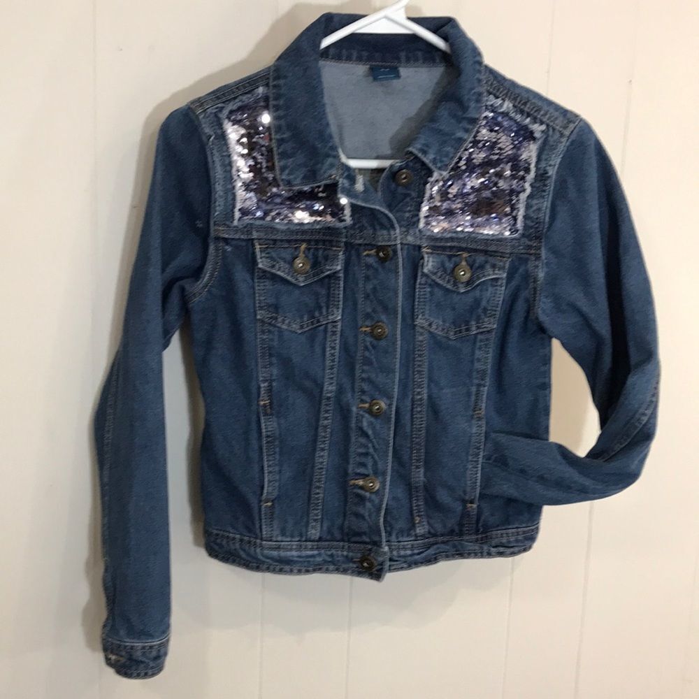 arizona Jean Co Jean Sequin Jacket Girls 16